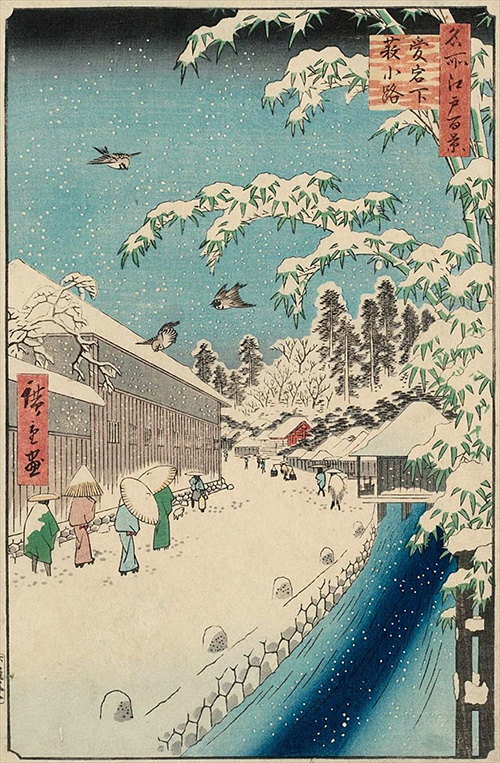 浮世絵 歌川広重・名所江戸百景｜112愛宕下薮小路 (冬の部)