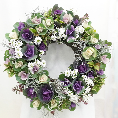 ハボタンのハンギングリース】今月の寄せ植え教室 | プランツ