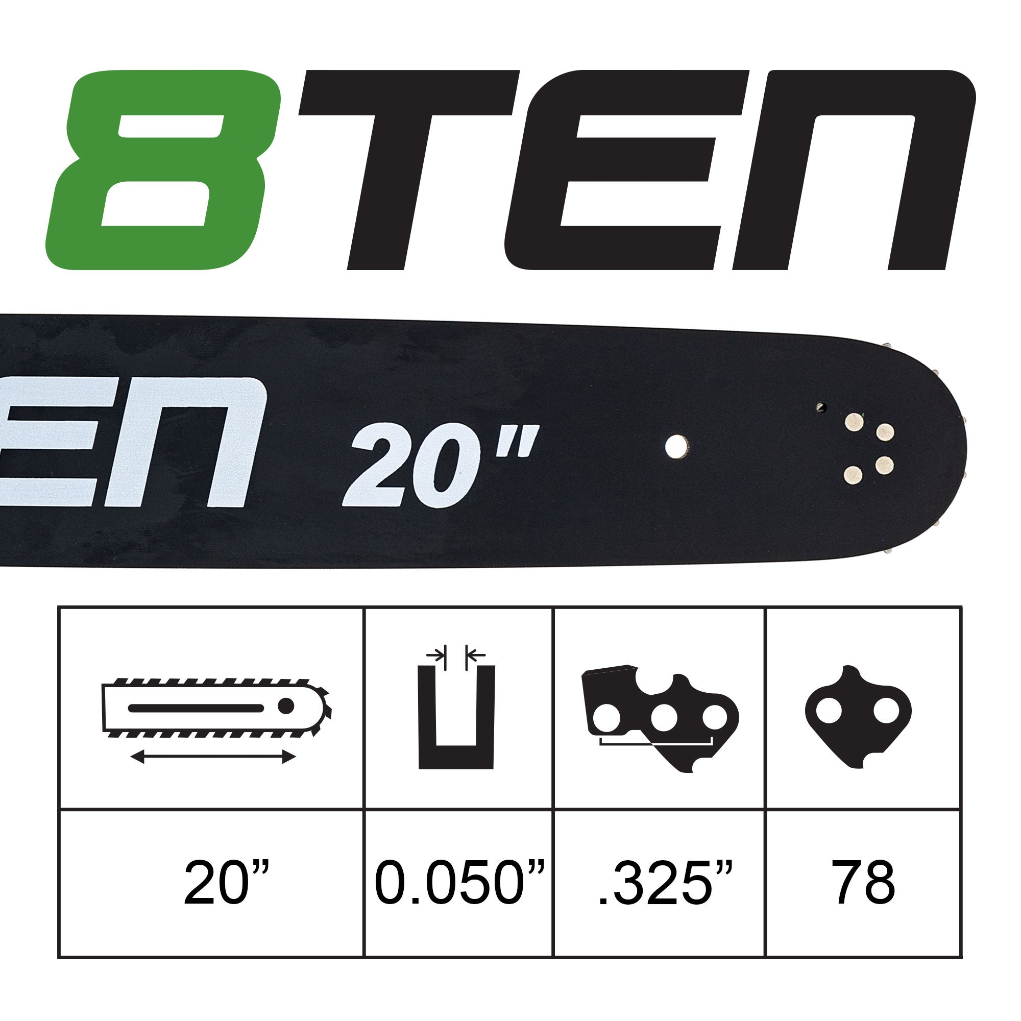 Chainsaw Bar & Chain Set 20 Inch For Echo MK1010285 | 8TEN