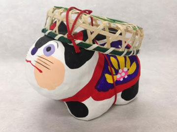 春日部張子人形 ざるかぶり犬張子（中）