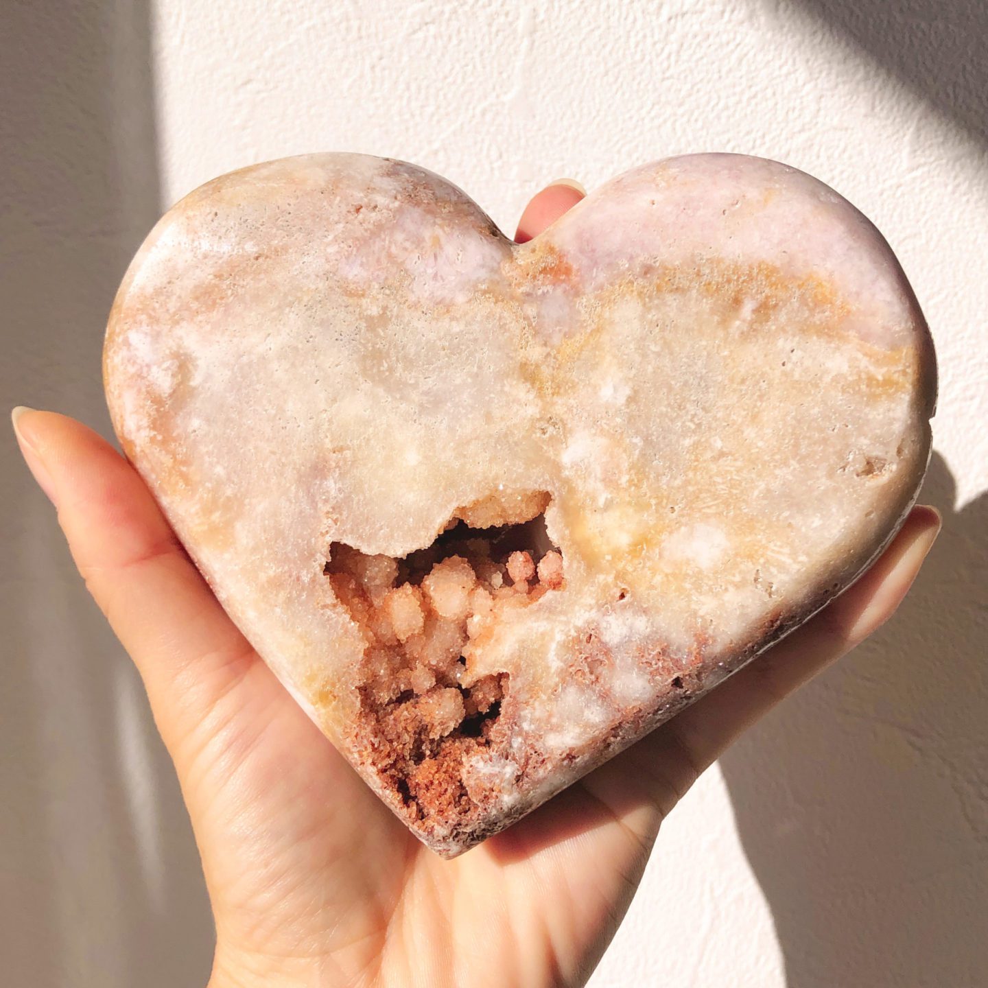 高品質 ロータスピンクのXL特大 ピンク アメジスト ハート （スタンド