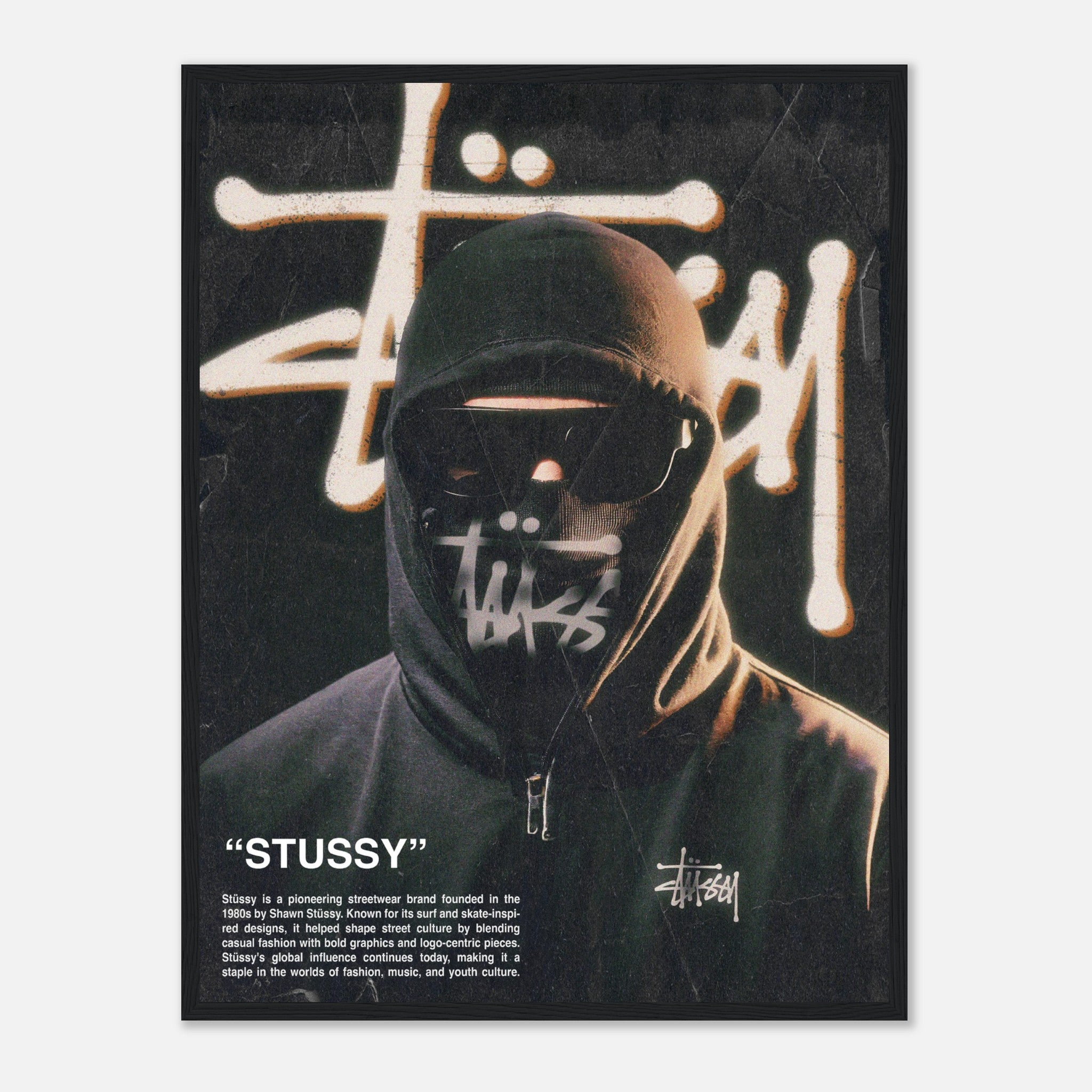 Masked Streetwear Portrait Poster with Stüssy Graffiti – 24posters