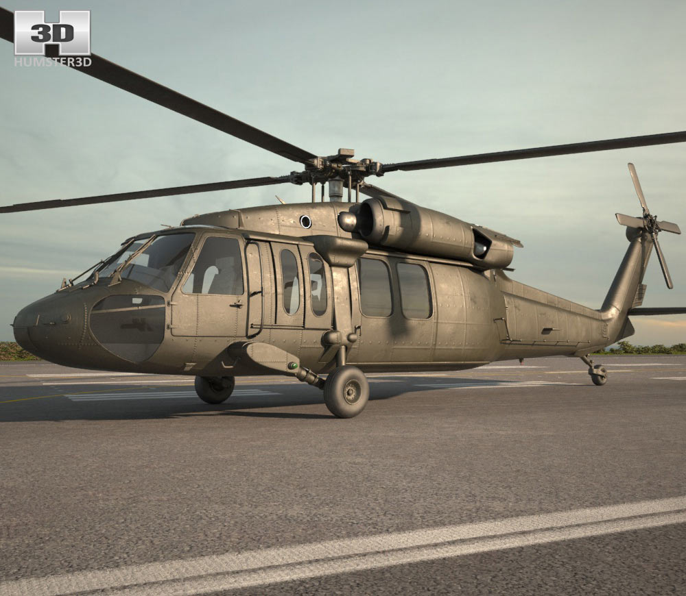 シコルスキー UH-60 ブラックホーク 軍用ヘリコプター 3Dモデル