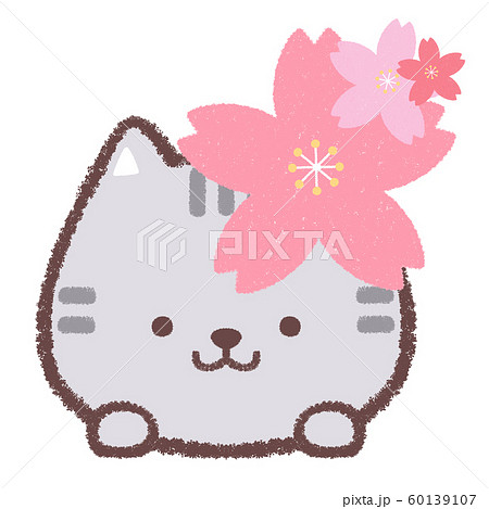ネコ4月桜三つのイラスト素材 [60139107] - PIXTA