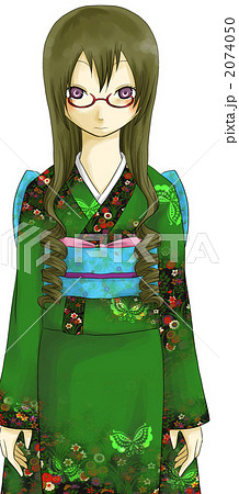 緑の着物の女性のイラストのイラスト素材 [2074050] - PIXTA