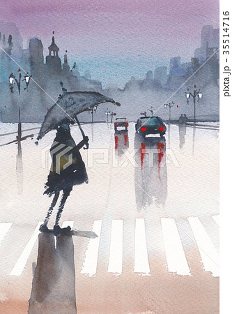雨の街のイラスト素材 [35514716] - PIXTA