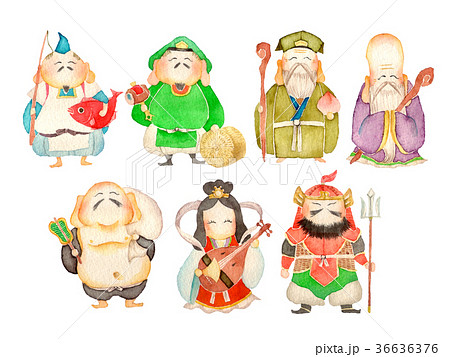 七福神 人物 水彩 イラストのイラスト素材 [36636376] - PIXTA