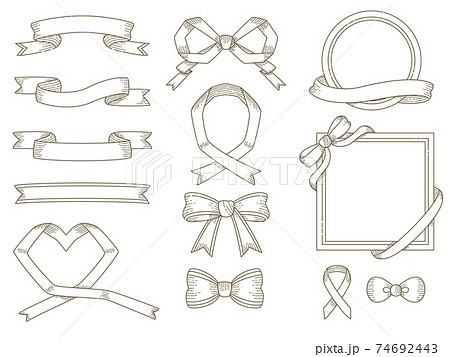 アンティークなリボンのフレームセットのイラスト素材 [74692443] - PIXTA