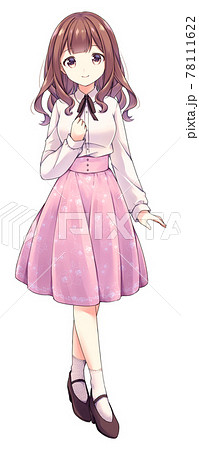 アニメ風の女性キャラクター 全身イラストのイラスト素材 [78111622