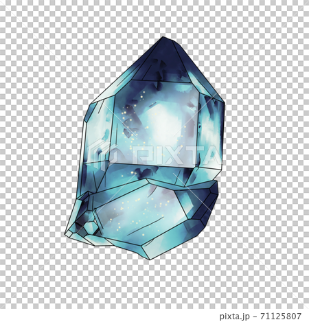 水晶のような水色の鉱物 鉱石 水彩風のイラスト素材 [71125807] - PIXTA