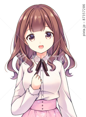 アニメ風の女性キャラクター 明るい顔のイラスト素材 [87357286] - PIXTA