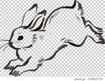 年賀状素材 年賀2023 卯 兎 うさぎ 卯年 墨絵 水墨画 日本画 浮世絵