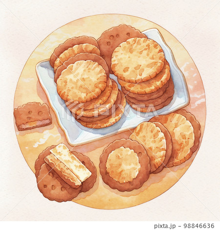 焼き菓子 クッキー ビスケット「AI生成画像」のイラスト素材 [98846636