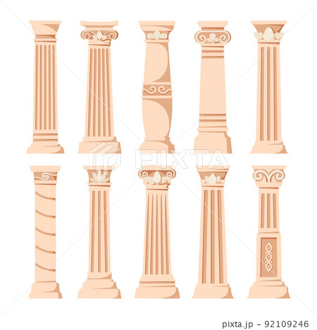 Set of Antique Pillars Isolated On Whiteのイラスト素材