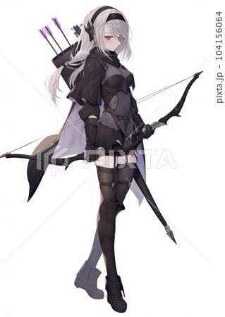 ファンタジー系の女性キャラクターの全身立ち絵イラストのイラスト素材