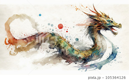 龍の水彩画のイラスト素材 [105364126] - PIXTA