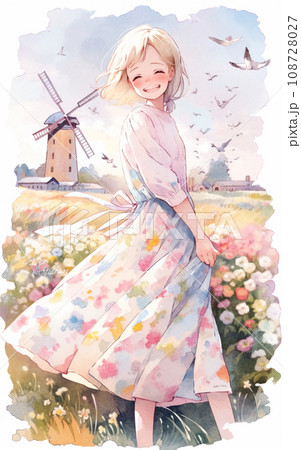 抽象的な女性 水彩画風イラストのイラスト素材 [108728027] - PIXTA