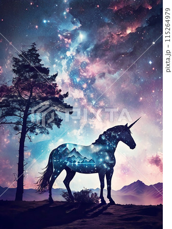 ユニコーンと神秘的な星空のアートのイラスト素材 [115264979] - PIXTA