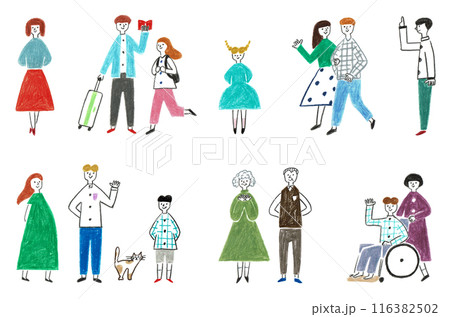 手描きイラスト いろいろな人々のライフスタイル のイラスト素材