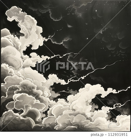 水墨画風の雲 AI生成のイラスト素材 [112931951] - PIXTA