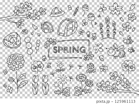 春の手描きイラストセット のイラスト素材 [125961113] - PIXTA