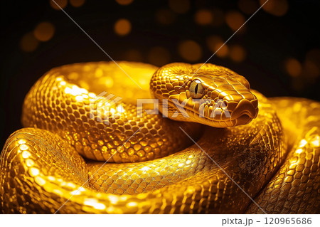 黄金の蛇：干支の象徴と優雅さを表現1 AI生成画像のイラスト素材