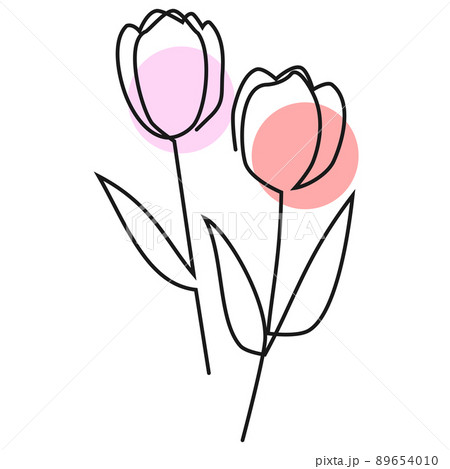 花 線画 チューリップ モノクロのイラスト素材 - PIXTA
