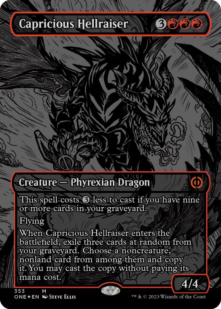 Capricious Hellraiser (Oil Slick Raised Foil) - Phyrexia: All Will