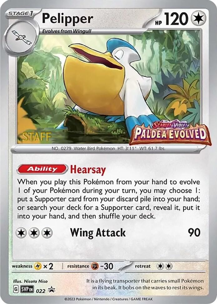 Pelipper - 022 (Prerelease) [Staff] - SV: Scarlet & Violet Promo
