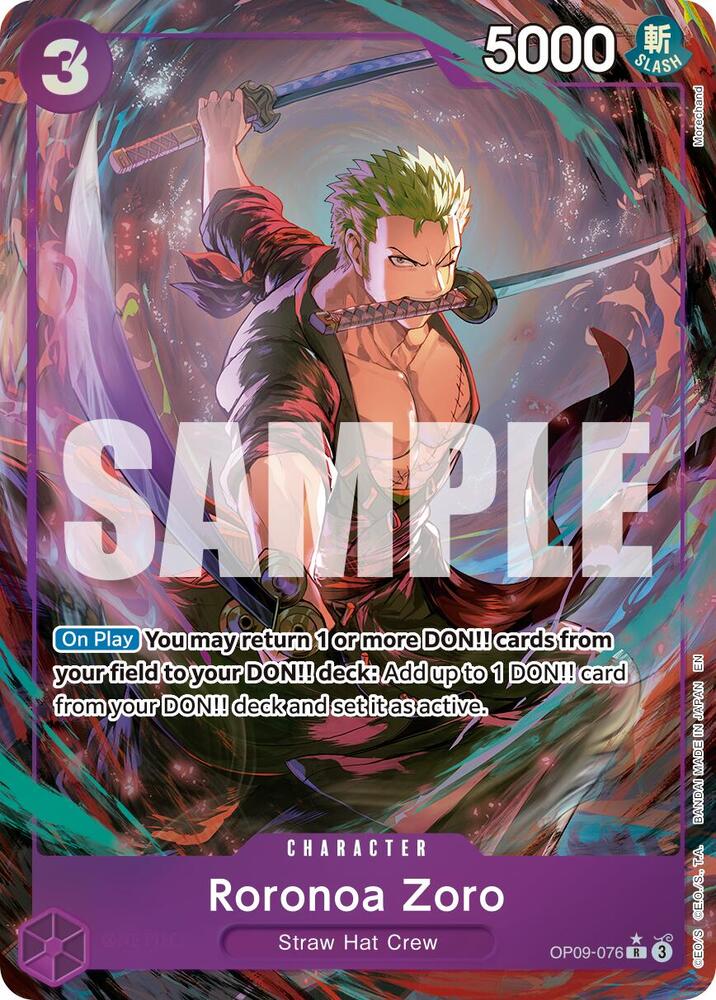 Roronoa Zoro - OP09-076 (Alternate Art) - Premium Booster -The
