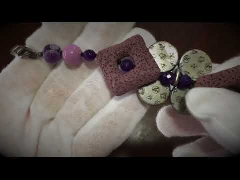 ブレスレット 紫 花 アメジスト 溶岩 大ぶり おしゃれ アクセサリー