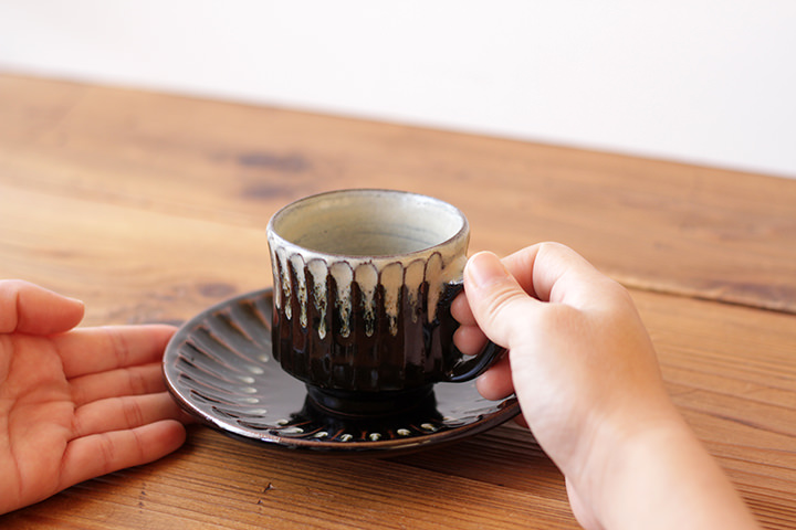 源右衛門窯】カップ＆ソーサー/しのぎ/掛分 | 【丹波のイロドリ】丹波