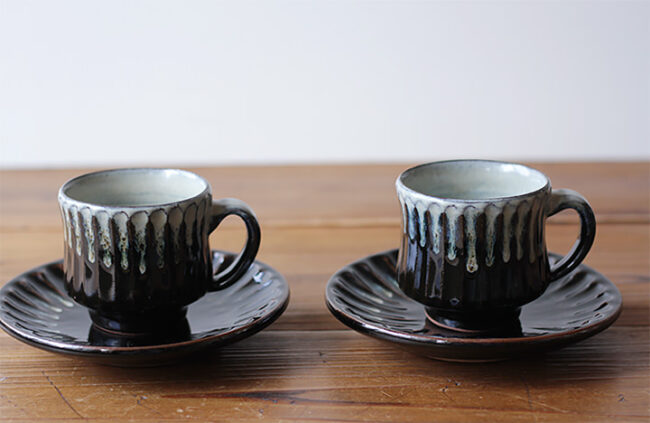 源右衛門窯】カップ＆ソーサー/しのぎ/掛分 | 【丹波のイロドリ】丹波