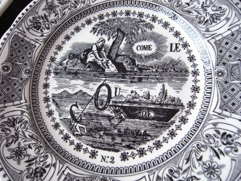 GIENのなぞなぞのお皿6枚セット フランスアンティーク - テーブルB