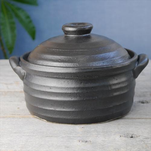 三重/四日市萬古焼/千陶千賀陶器/萬古焼IHマルチ炊飯土鍋(2合)/黒/Φ19
