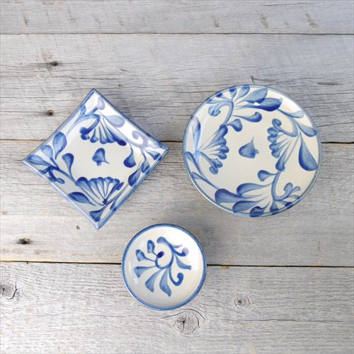 沖縄/やちむん/陶眞窯/3寸皿/コバルト唐草/Φ9 X H2 - テーブルライフストア