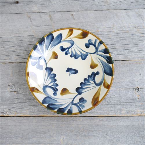 沖縄/やちむん/陶眞窯/7寸皿/ゴスアメ唐草/Φ22 X H4 - テーブルライフ