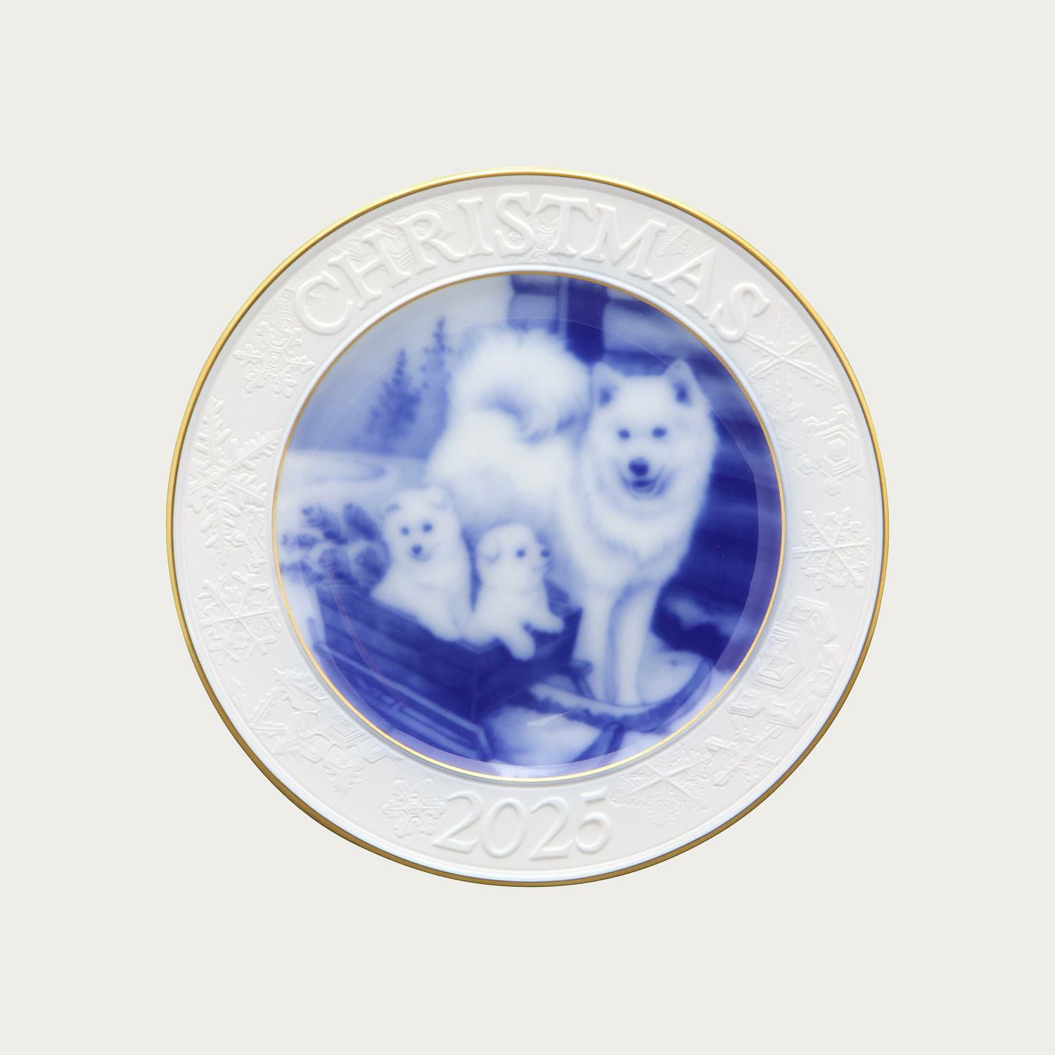 大倉陶園］2025年クリスマスプレート「サモエド」(皿立て付