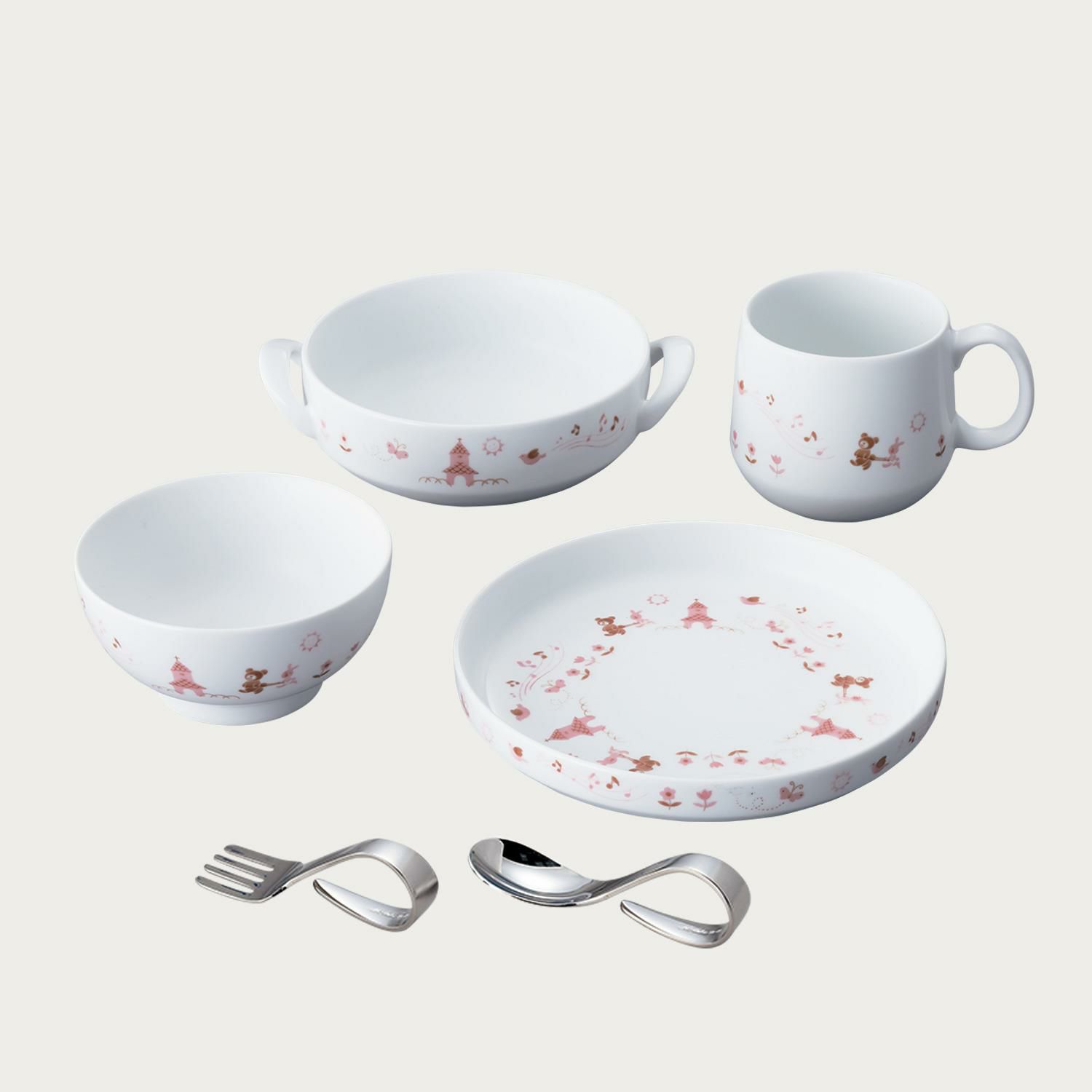 ライトステップ お子様セット(ピンク) | ノリタケ食器公式オンライン