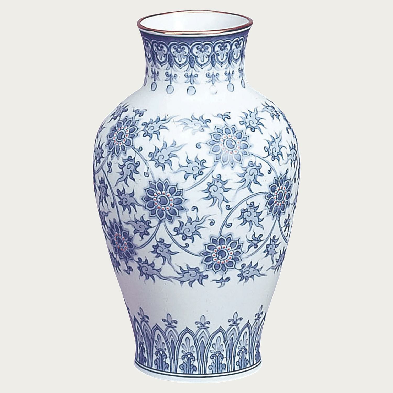 □特別価格□［大倉陶園］ブルーローズ(8011) 25cm花生【在庫限り