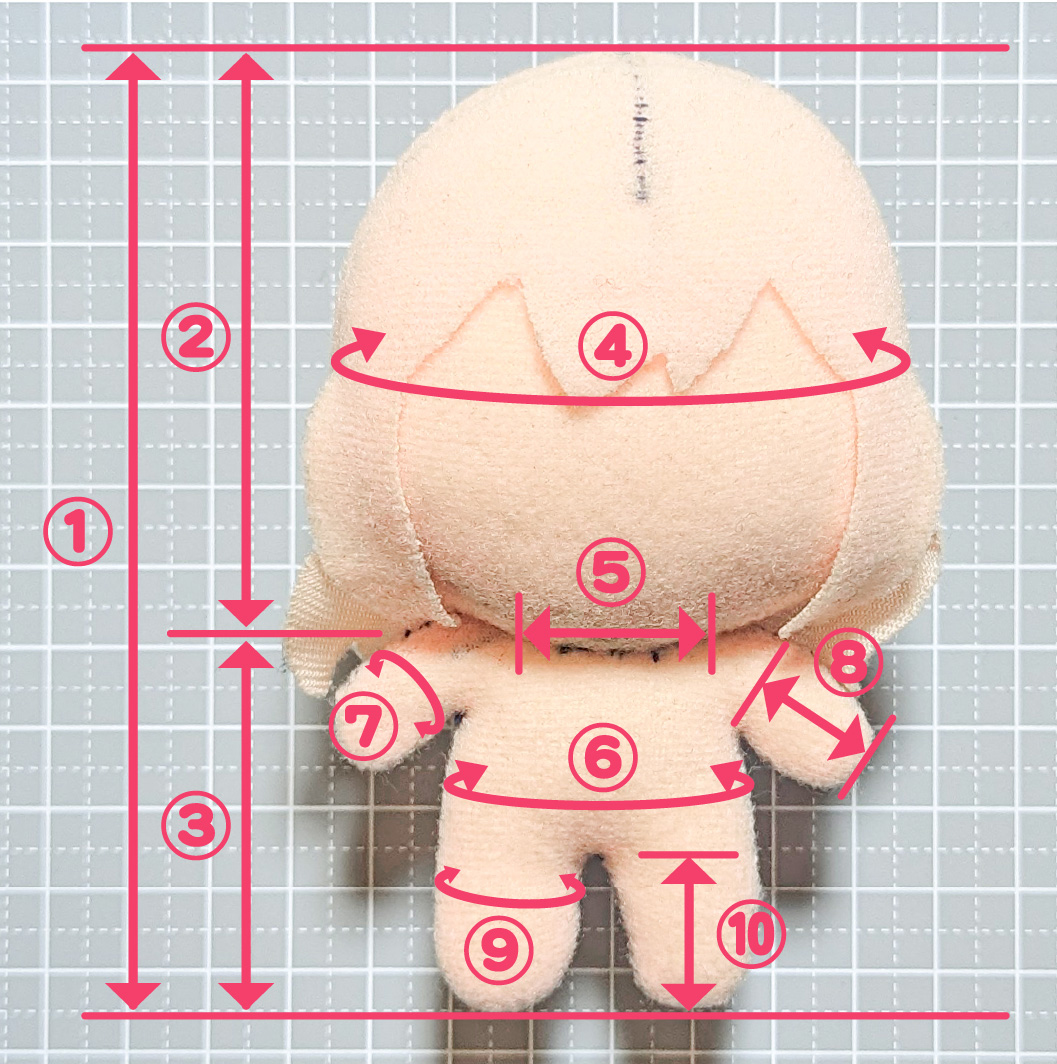 10cm立ちポーズぬい型紙[ぬい素体](10cm立ちポーズぬいぐるみ用