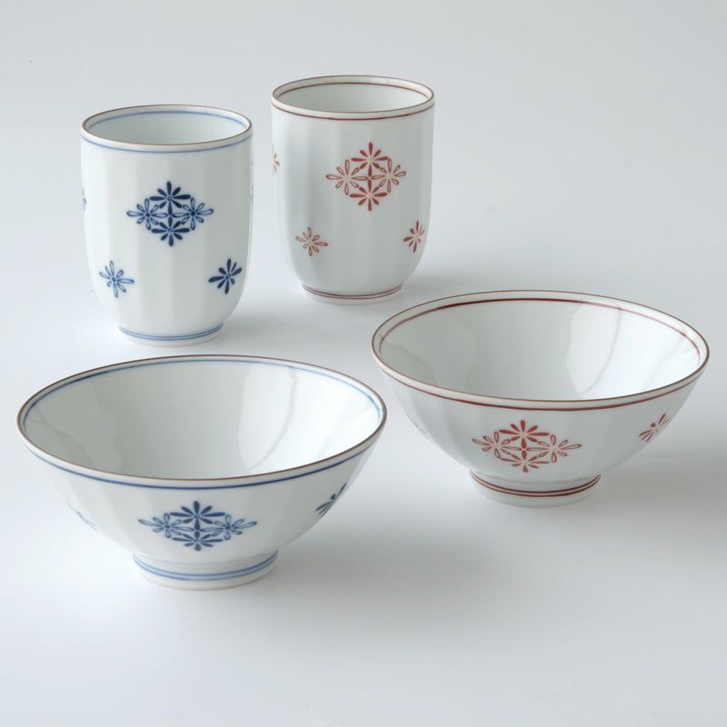 シリーズ以外・その他 菊菱 夫婦揃〈茶碗2個・湯呑2個〉 美濃焼 |皿や