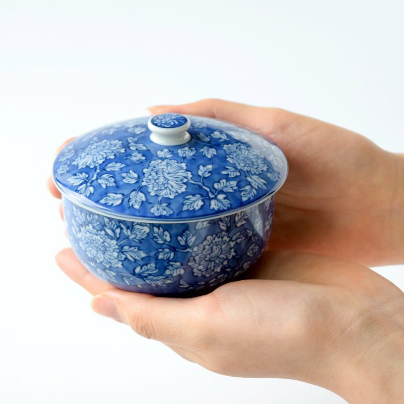 シリーズ以外・その他 染牡丹 蓋付お茶呑茶碗（木箱入）〈5客〉 美濃焼