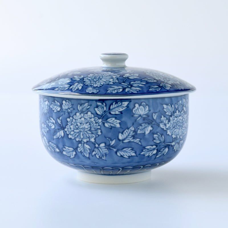 シリーズ以外・その他 染牡丹 蓋付お茶呑茶碗（木箱入）〈5客〉 美濃焼