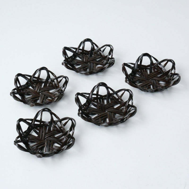 梅蘭竹菊 紫檀木茶托 唐木4枚セット 梅蘭竹菊 紫檀木茶托 唐木4枚セット