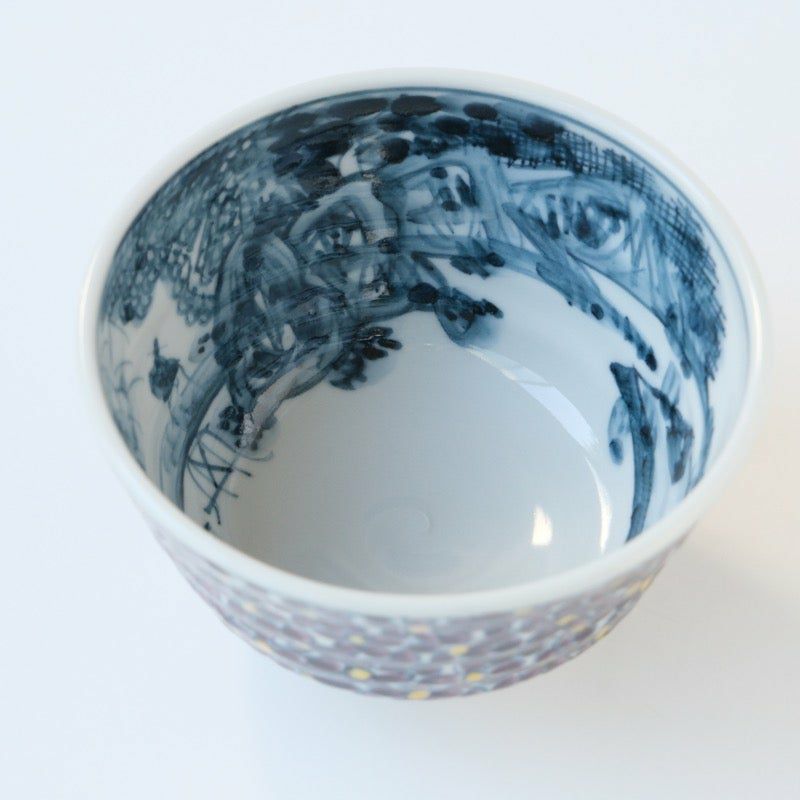 陶房六斎 幸之介窯（とうぼうろくさい こうのすけがま） 山水菫文 飯