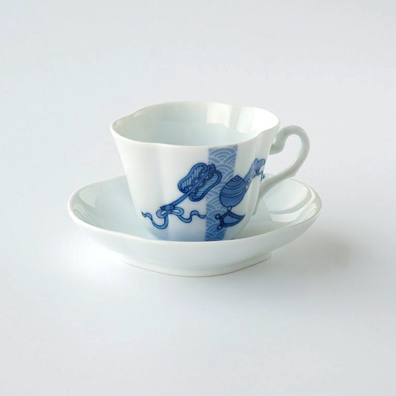 縁起の茶碗 【匠の伝承】縁起の茶碗 鍋島宝づくし デミタス碗皿（染付