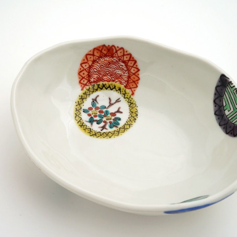 九谷焼 伝統柄 【九谷焼】5.5号小鉢揃 色絵丸紋〈5個〉 |皿や鉢など和