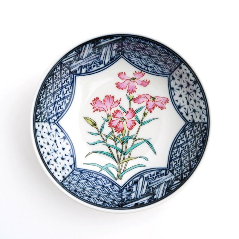 九谷焼 伝統柄 【九谷焼】4.5号小鉢揃 草花絵変り〈5個〉 |皿や鉢など