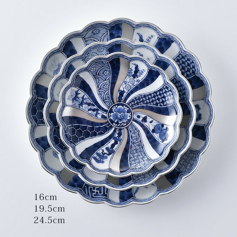 藍青シリーズ 【波佐見焼】銀彩祥瑞 プレート 195〈1枚〉 |皿や鉢など